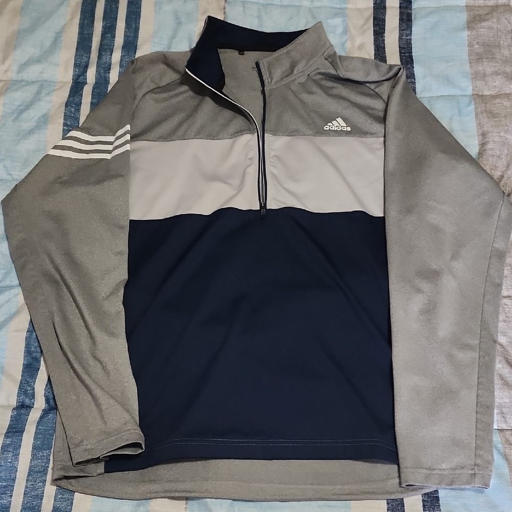 Adidas Gray and Navy Pullover Large